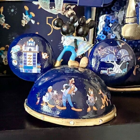 Mickey & Minnie Mouse Light-Up Ear Hat Ornament WDW 50th Anniversary New in Box - Picture 11 of 11